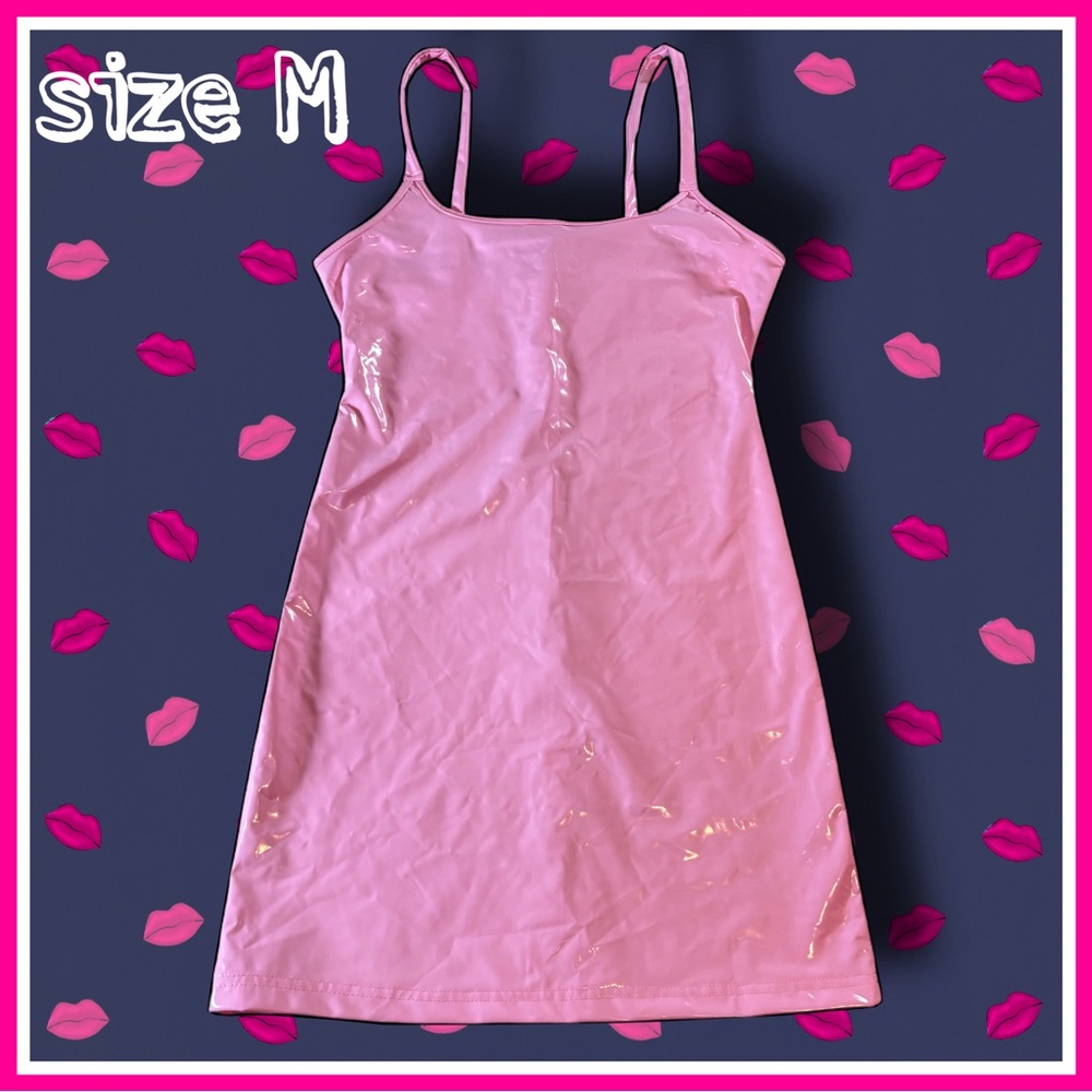 pink pleather bodycon tanktop mini DRESS size M